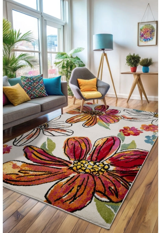 Bold, vibrant, poppy modern and traditional rug