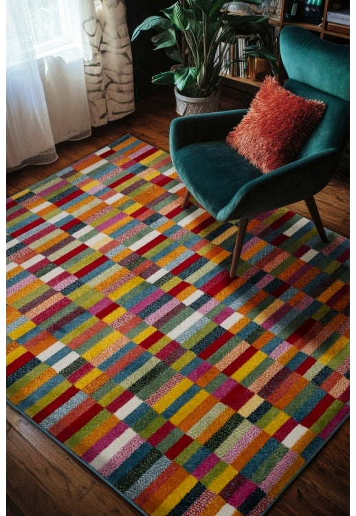 Bold, vibrant, poppy modern and traditional rug