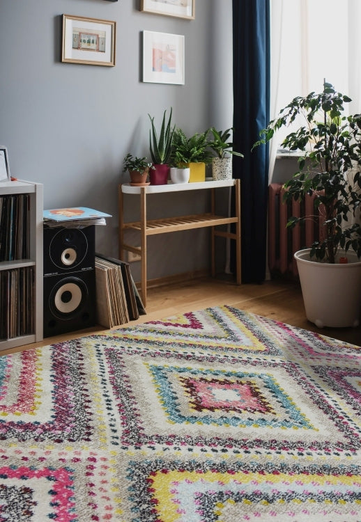 Bold, vibrant, poppy modern and traditional rug