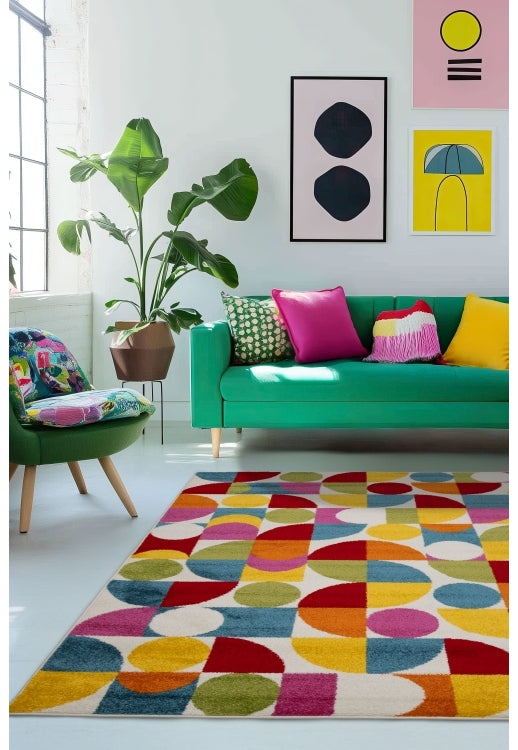 Bold, vibrant, poppy modern and traditional rug